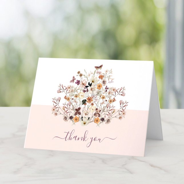 Little Wildflower Pink Girl Baby Shower Thank You Card (Little Wildflower Pink Girl Baby Shower Thank You Card)