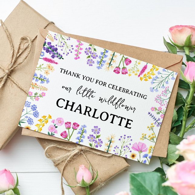 Little Wildflower Pretty Floral Spring Birthday Thank You Card (Little Wildflower Spring Birthday Thank You Card)