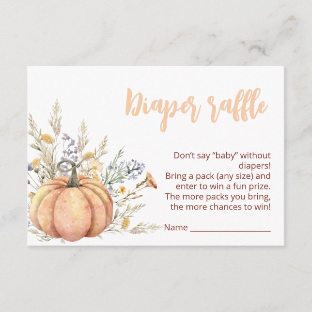 Little wildflower Pumpkin Baby Shower | Fall theme Enclosure Card (Front)