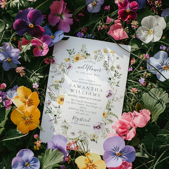Little Wildflower Purple Floral Baby Girl Shower Invitation (Creator Uploaded)