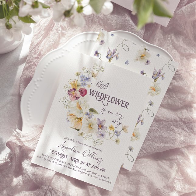 Little Wildflower rustic purple Baby Shower Invitation (Creator Uploaded)