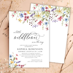 Little Wildflower Script Boho Baby Shower Invitation