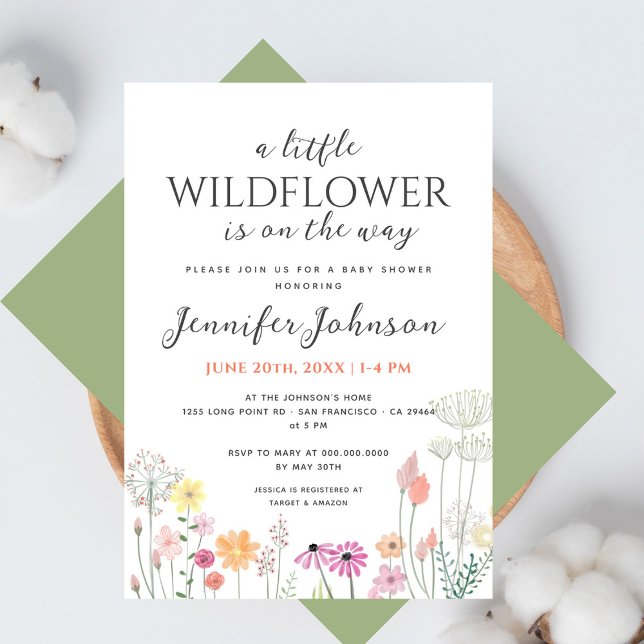 Little Wildflower Simple Baby Shower Invitation (Creator Uploaded)