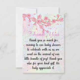 Little Wildflower Soft Pink Girl Baby Shower Thank You Card