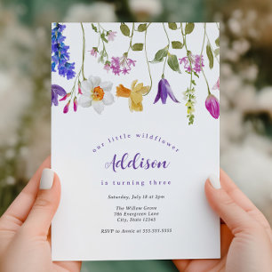 Little Wildflower Spring Floral Birthday Invitation