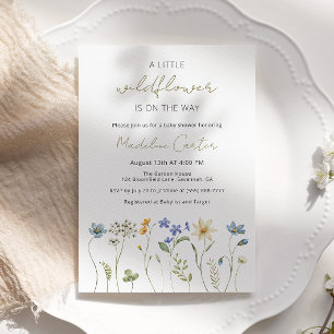 Little Wildflower Spring Floral Boy Baby Shower Invitation