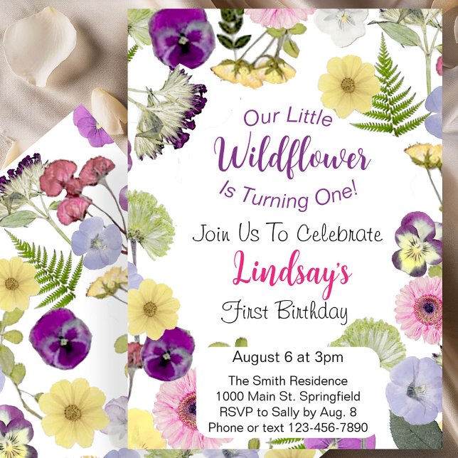 Little Wildflower Themed Birthday Invitation (Creator Uploaded)