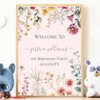 Little Wildflower Turning One 1st Birthday Welcome