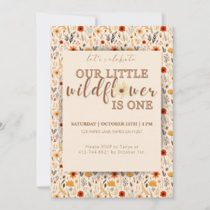 Little Wildflower Turning One Birthday Invitation