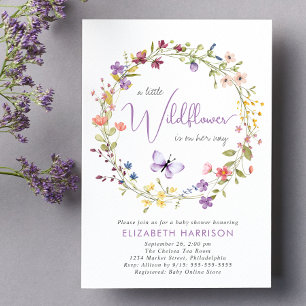 Little Wildflower Watercolor Baby Girl Shower Invitation