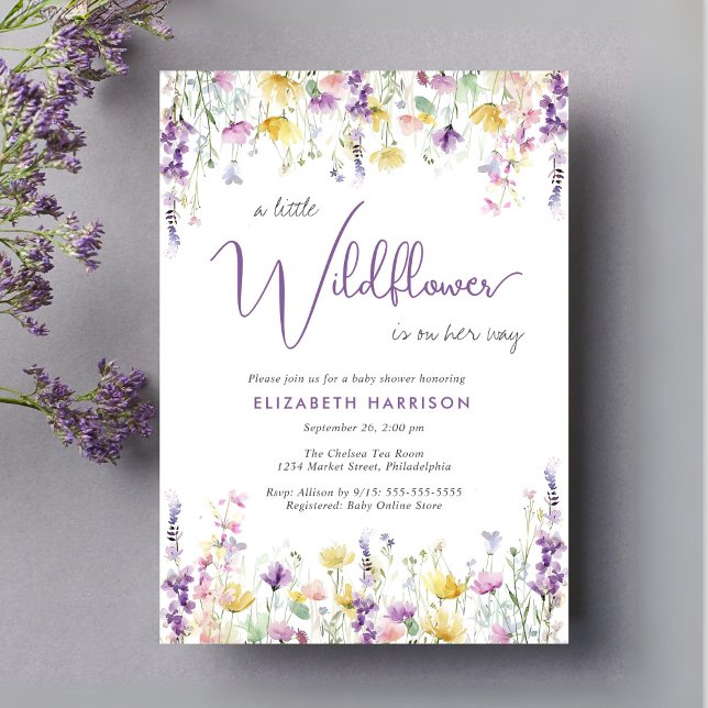 Little Wildflower Watercolor Baby Girl Shower Invitation (Creator Uploaded)