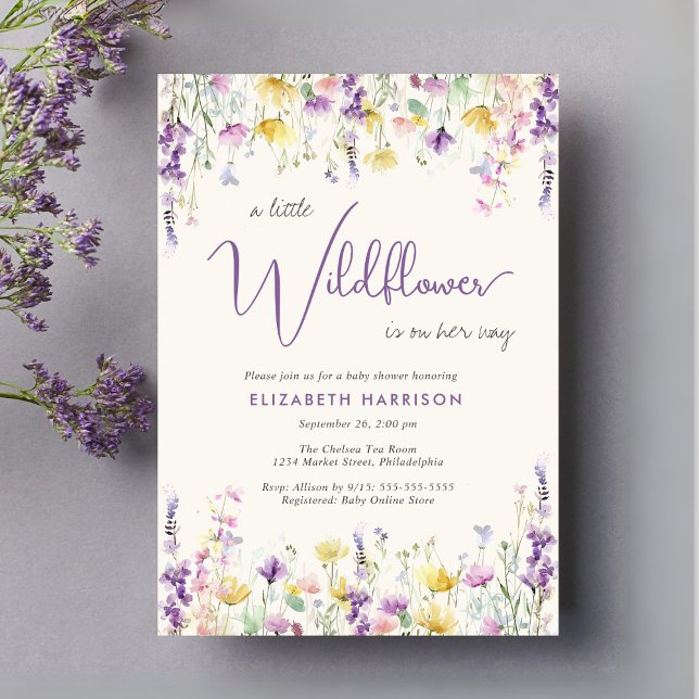 Little Wildflower Watercolor Baby Girl Shower Invitation (Creator Uploaded)