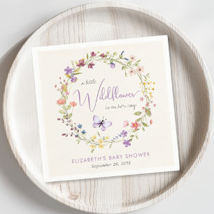 Little Wildflower Watercolor Baby Girl Shower Napkin