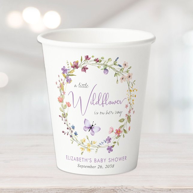 Little Wildflower Watercolor Baby Girl Shower Paper Cups (Creator Uploaded)