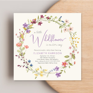 Little Wildflower Watercolor Cream Baby Shower Invitation