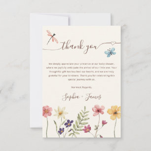 Little Wildflower Watercolor Floral Baby Shower Thank You Card