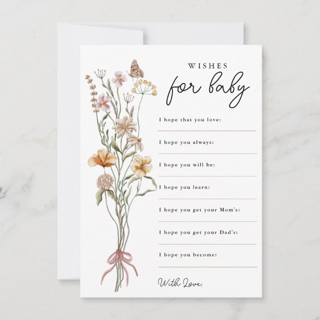 Little Wildflower Wishes for Baby Baby Shower Game Invitation (Front)