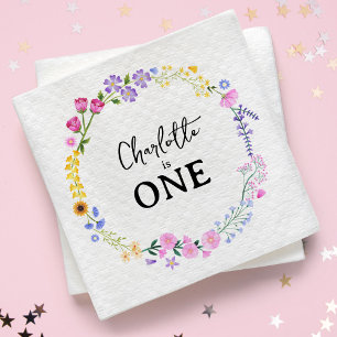 Little Wildflowers Girl's First Birthday Napkin