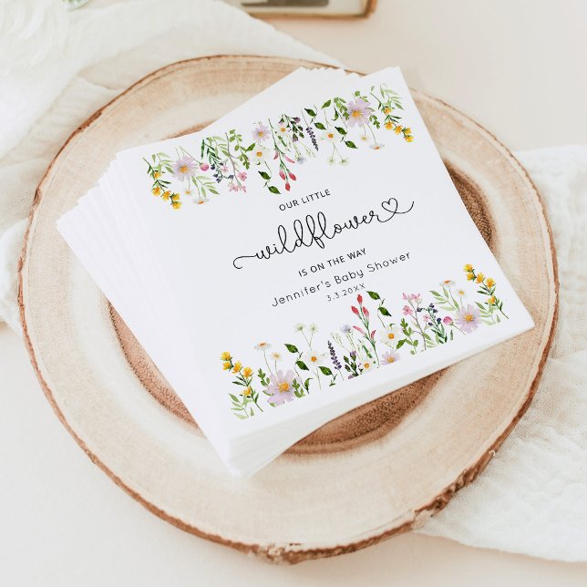 Little wildflowers is on the way baby shower napkin (Creator Uploaded)