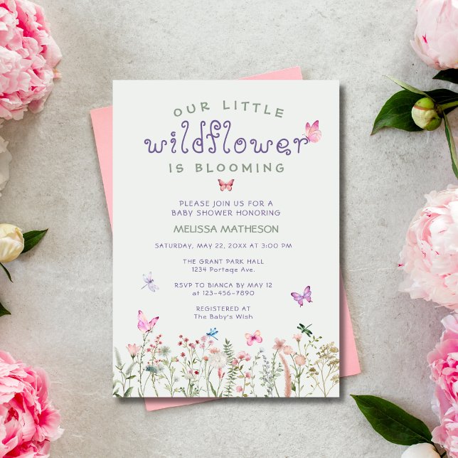 Little Wildlfower Is Blooming Girl Baby Shower Invitation (Creator Uploaded)