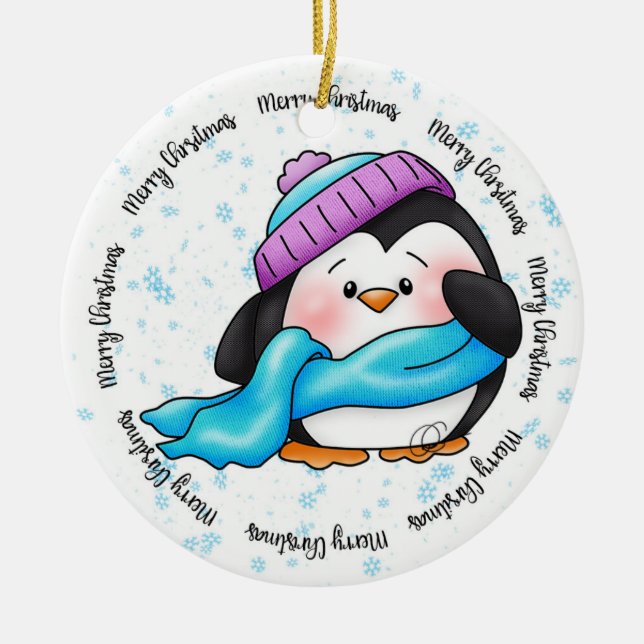 Little Winter Pepa Penguin Christmas Ornament (Front)