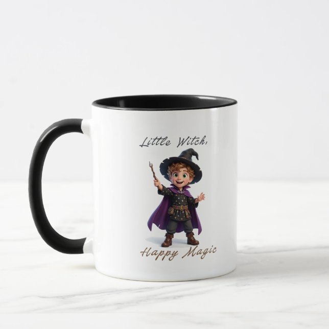 Little Witch Boy Big Magic Cute Halloween Mug (Left)