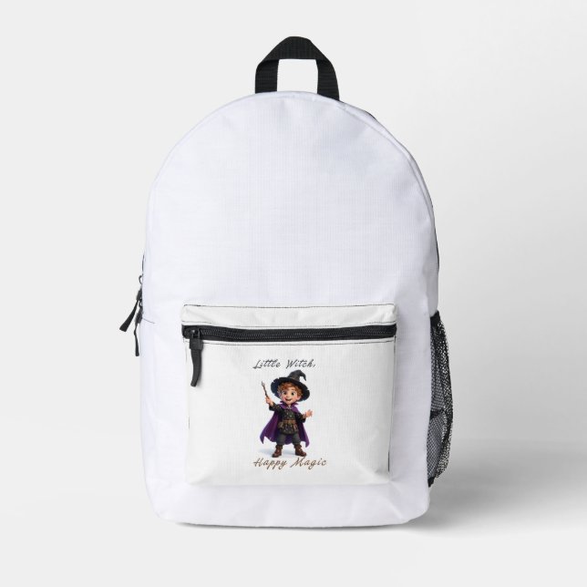 Little Witch Boy Big Magic Cute Halloween Printed Backpack (Front)