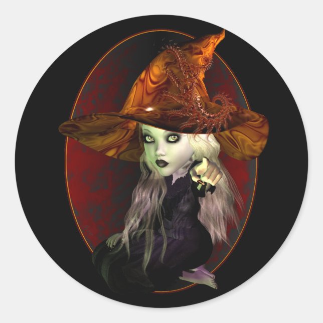 Little Witch Classic Round Sticker (Front)