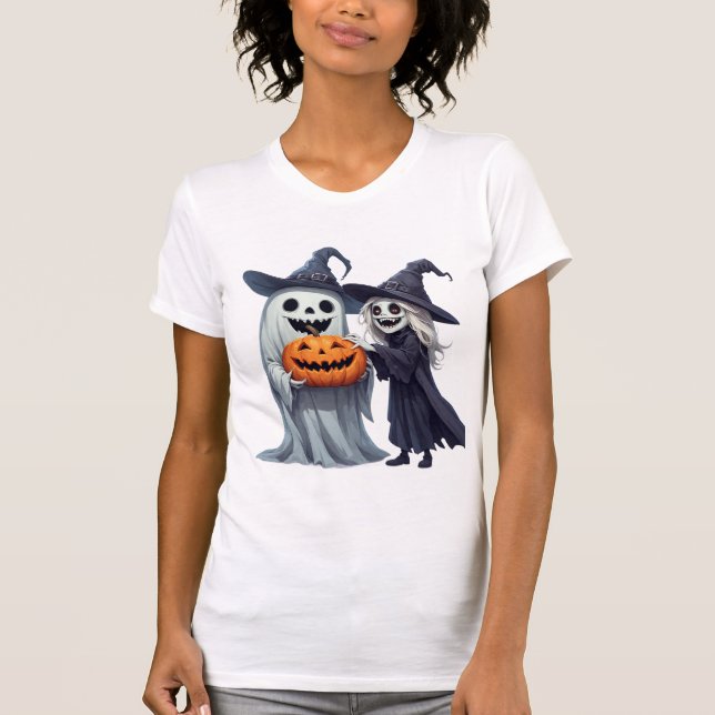Little Witch Ghost Jack O Lantern 👻 T-Shirt (Front)