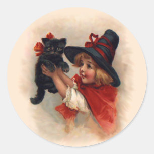 Little Witch Girl Classic Round Sticker