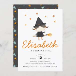 Little Witch Halloween Birthday Invitation