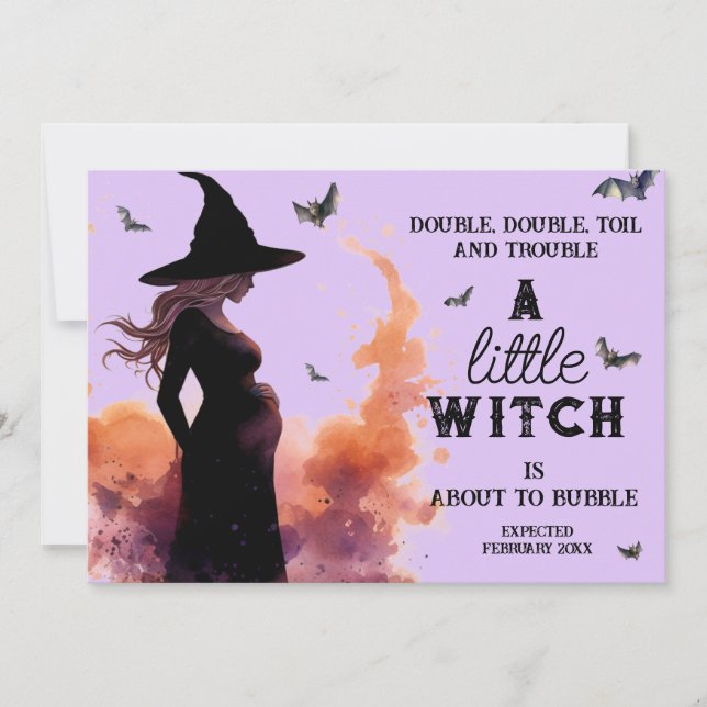 Little Witch Halloween Custom Photo Pregnancy Announcement (Front)