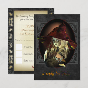 Little Witch Halloween Party RSVP Cards