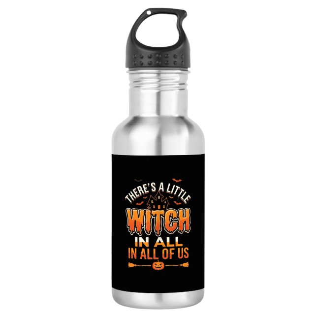 Little Witch Halloween Witch Typography Design_1 532 Ml Water Bottle (Front)
