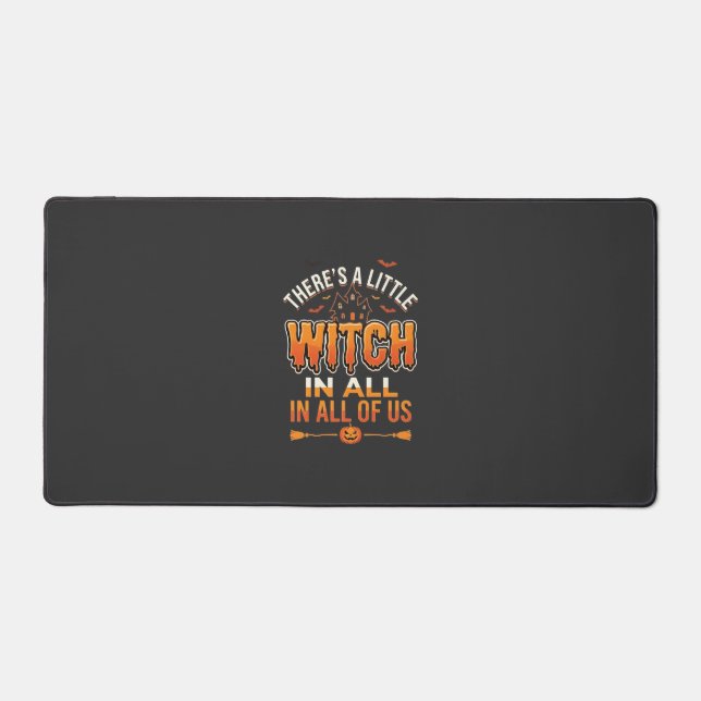 Little Witch Halloween Witch Typography Design_1 Desk Mat (Front)