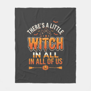 Little Witch Halloween Witch Typography Design_1 Fleece Blanket