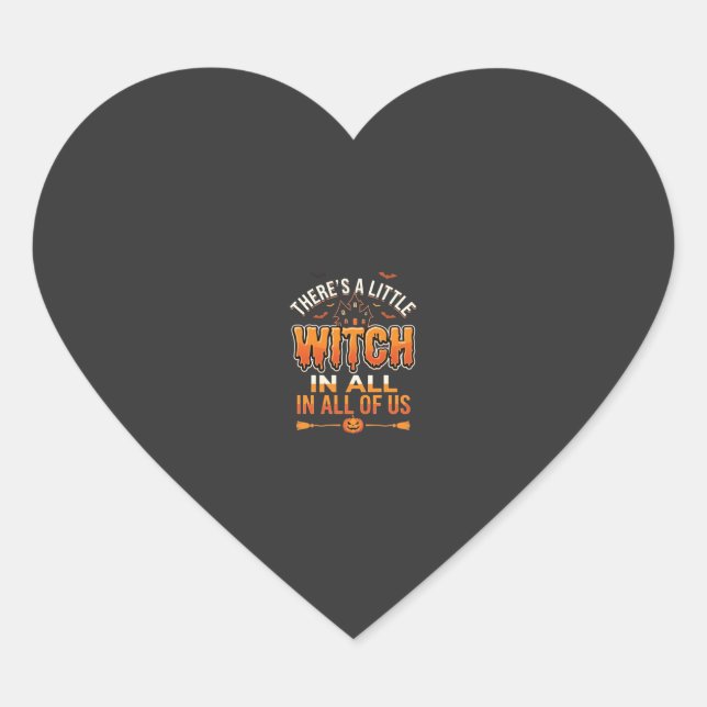 Little Witch Halloween Witch Typography Design_1 Heart Sticker (Front)