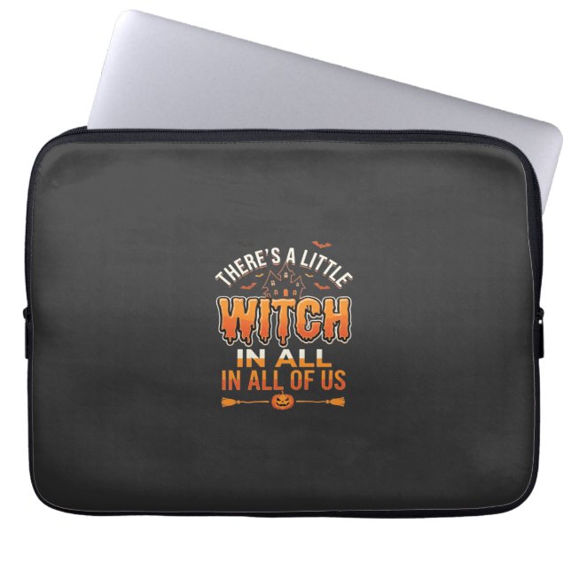 Little Witch Halloween Witch Typography Design_1 Laptop Sleeve (Front)
