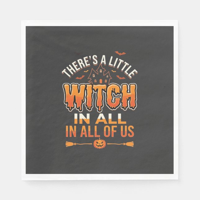 Little Witch Halloween Witch Typography Design_1 Napkin (Front)