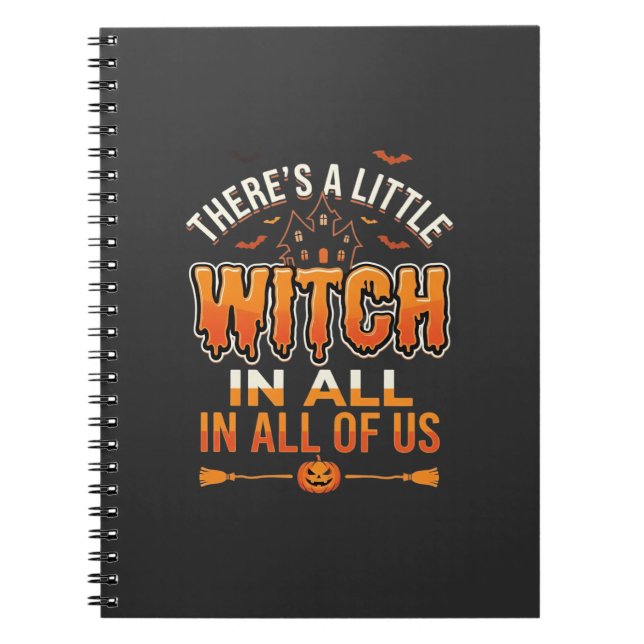 Little Witch Halloween Witch Typography Design_1 Notebook (Front)