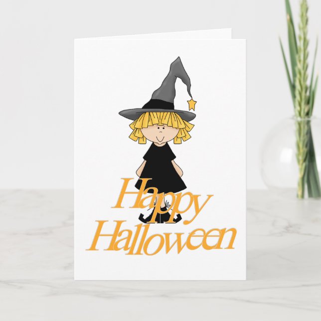 Little Witch Happy Halloween Card (Front)