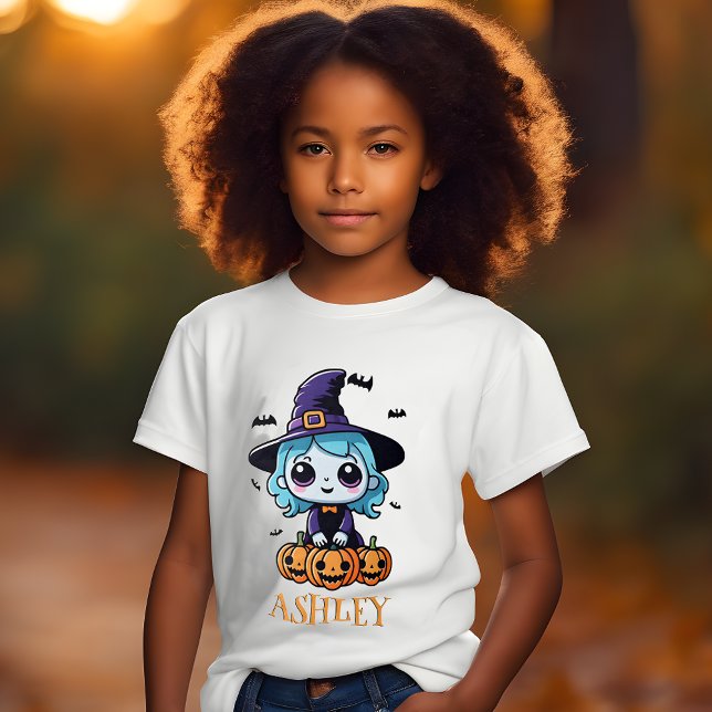 Little Witch Kids Halloween Tee Shirt (🎃 Trick or Treat Cutie: Little Witch Halloween Tee Shirt! 👻)
