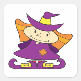 little witch sculpture square sticker