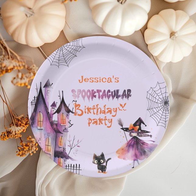 Little witch Spooktacular Birthday Halloween party Paper Plate (Creator Uploaded)