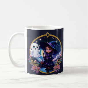 Little witch with big, sparkling eyes. coffee mug