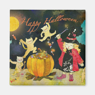 Little Witch's Magic Cauldron: Halloween Magnet