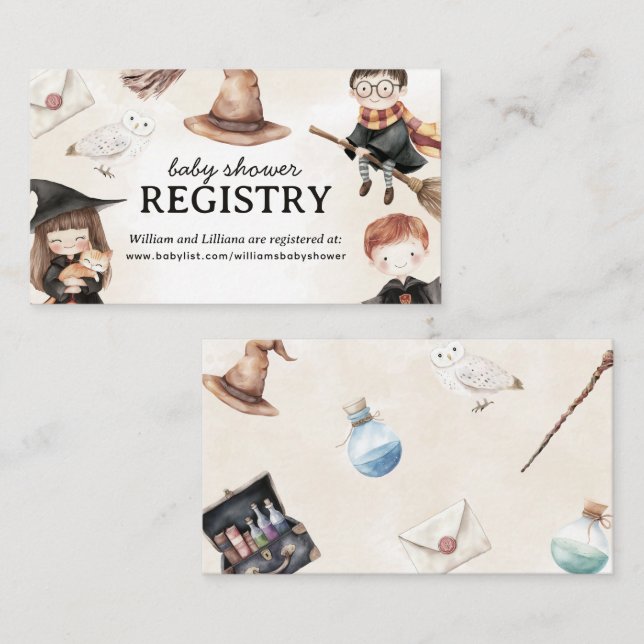 Little Wizard Baby Shower Registry Enclosure Card (Front/Back)