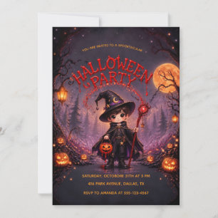 Little Wizard Halloween Party Kids Invitation