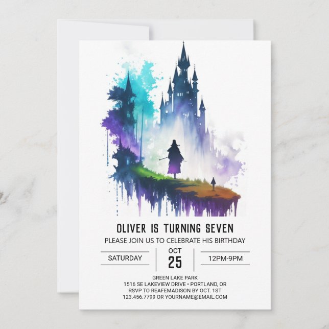 Little Wizard's Magical Birthday Invitation (Front)