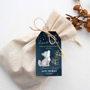 Little wolf themed baby shower favour gift tags